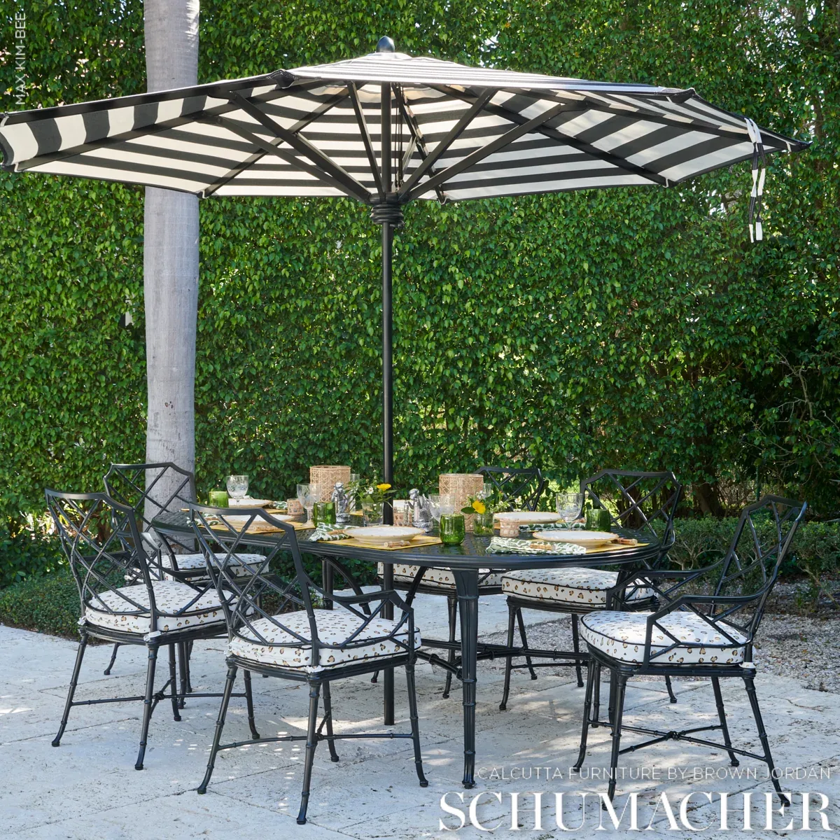 CABANA STRIPE INDOOR/OUTDOOR Fabric – BLACK | Schumacher | W CABANA STRIPE INDOOR/OUTDOOR fabric BLACK color by Schumacher
