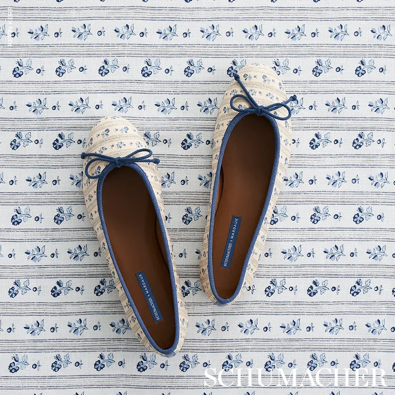 CABANON STRIPE Fabric – BLEU | Schumacher | Wallpaper Twins CABANON STRIPE fabric BLEU color by Schumacher