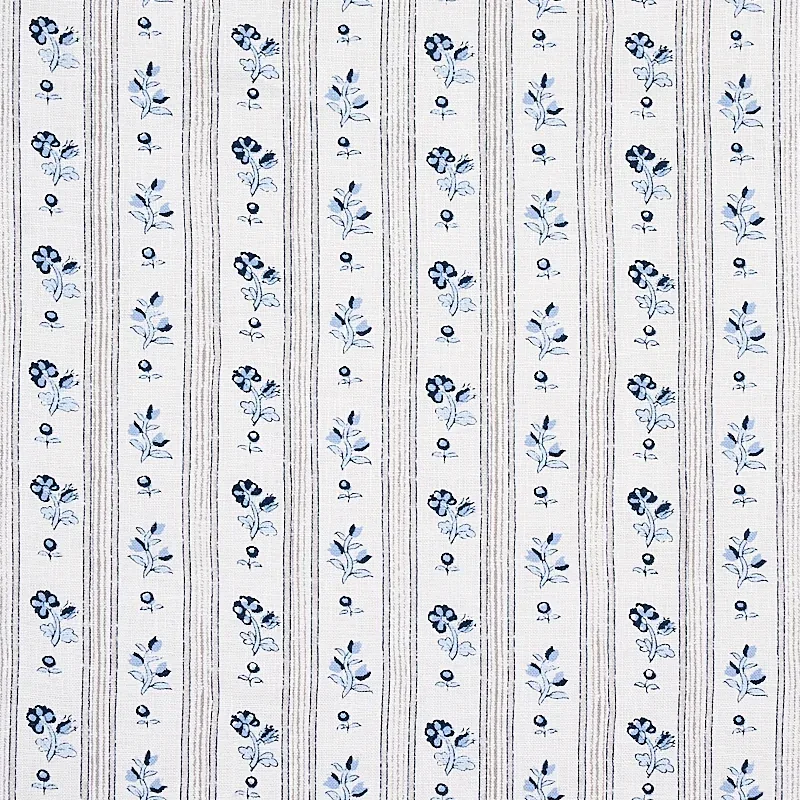 CABANON STRIPE fabric BLEU color by Schumacher