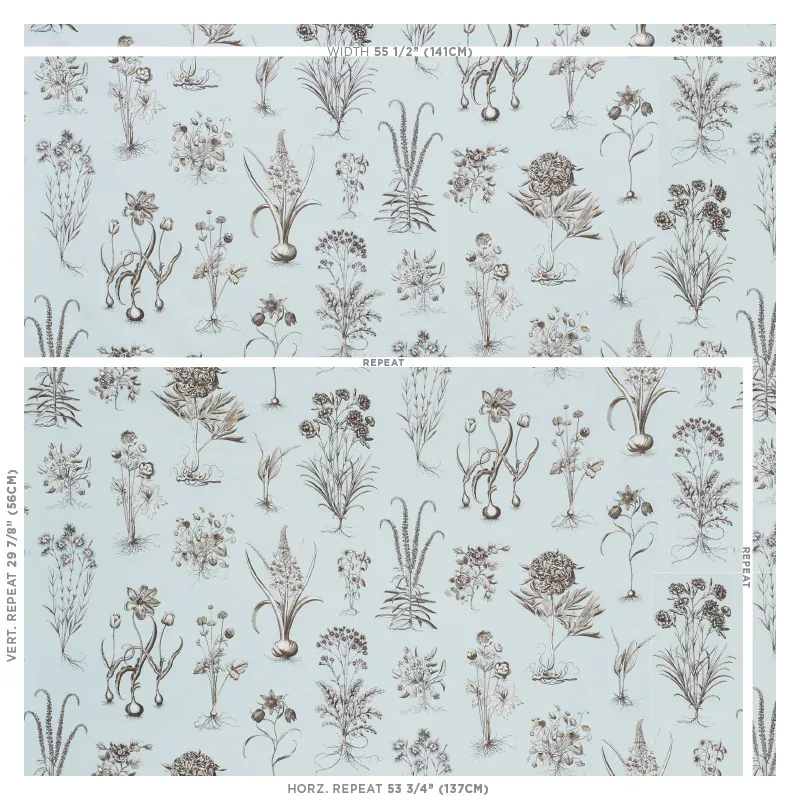 CABOT BOTANICAL Fabric – SKY | Schumacher | Wallpaper Twins CABOT BOTANICAL fabric SKY color by Schumacher