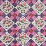 CALDWELL PATCHWORK CHINTZ fabric FUCHSIA AND PLUM color by Schumacher