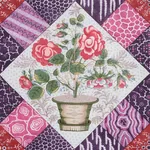 CALDWELL PATCHWORK CHINTZ fabric FUCHSIA AND PLUM color by Schumacher