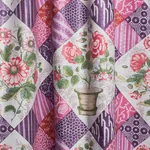 CALDWELL PATCHWORK CHINTZ fabric FUCHSIA AND PLUM color by Schumacher