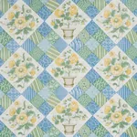 CALDWELL PATCHWORK CHINTZ fabric YELLOW AND CORNFLOWER color by Schumacher