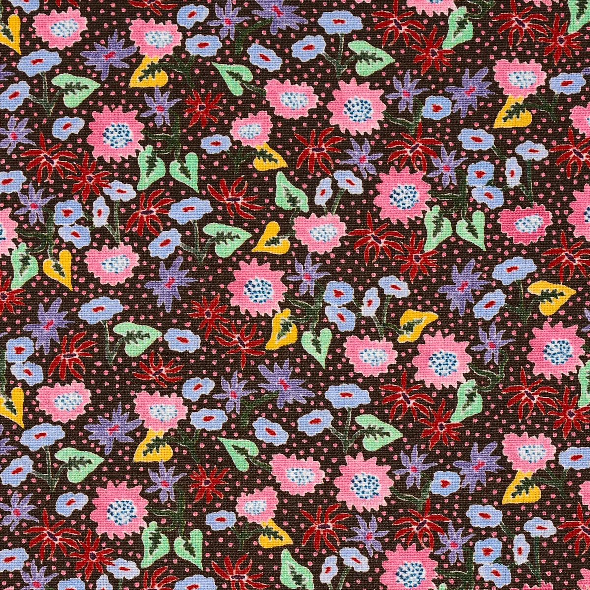 CALICO Fabric – MULTI ON BROWN | Schumacher | Wallpaper Twin CALICO fabric MULTI ON BROWN color by Schumacher