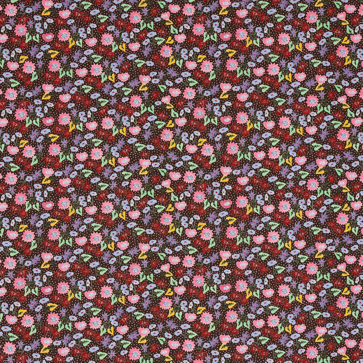 CALICO fabric MULTI ON BROWN color by Schumacher
