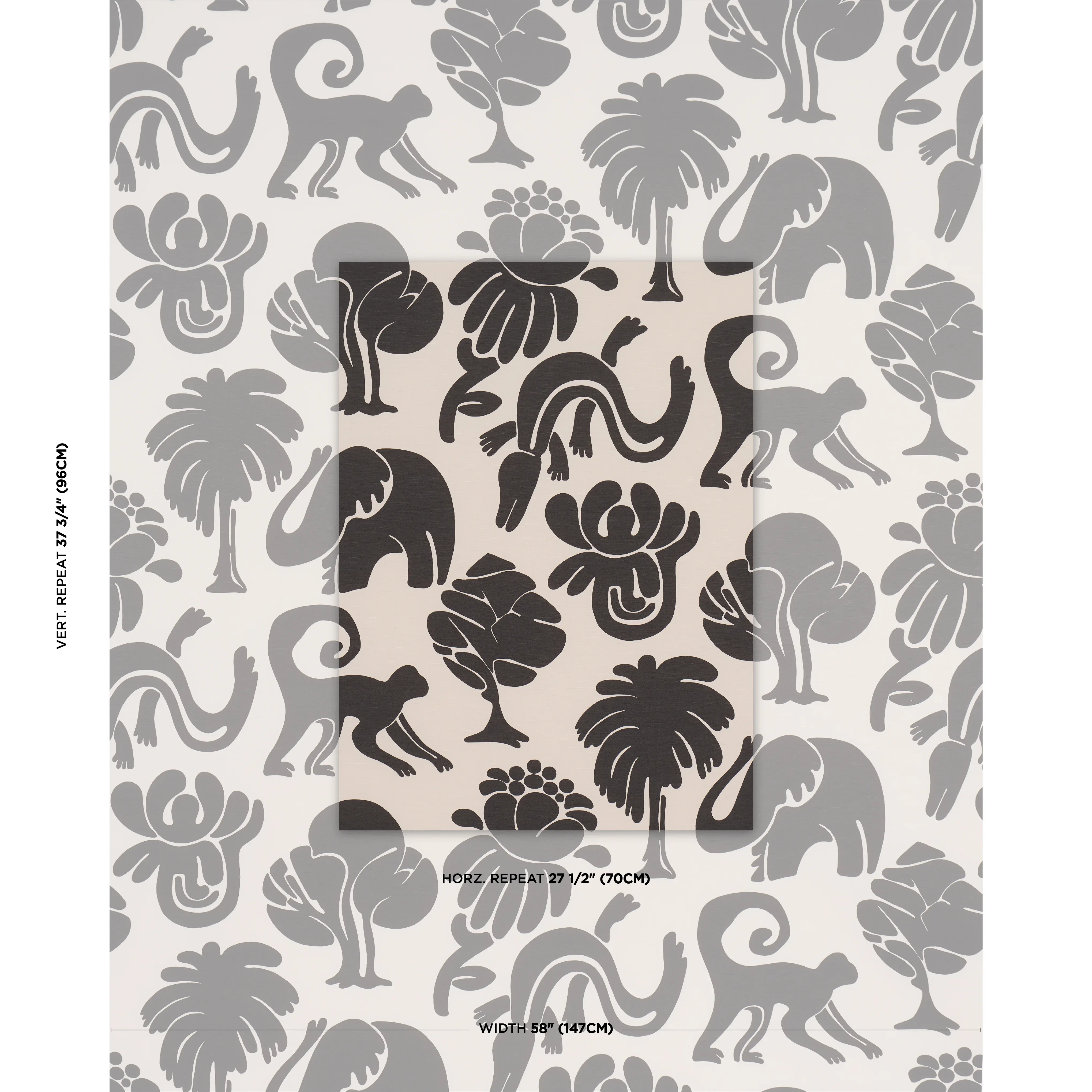 CALL OF THE JUNGLE fabric BLACK color by Schumacher