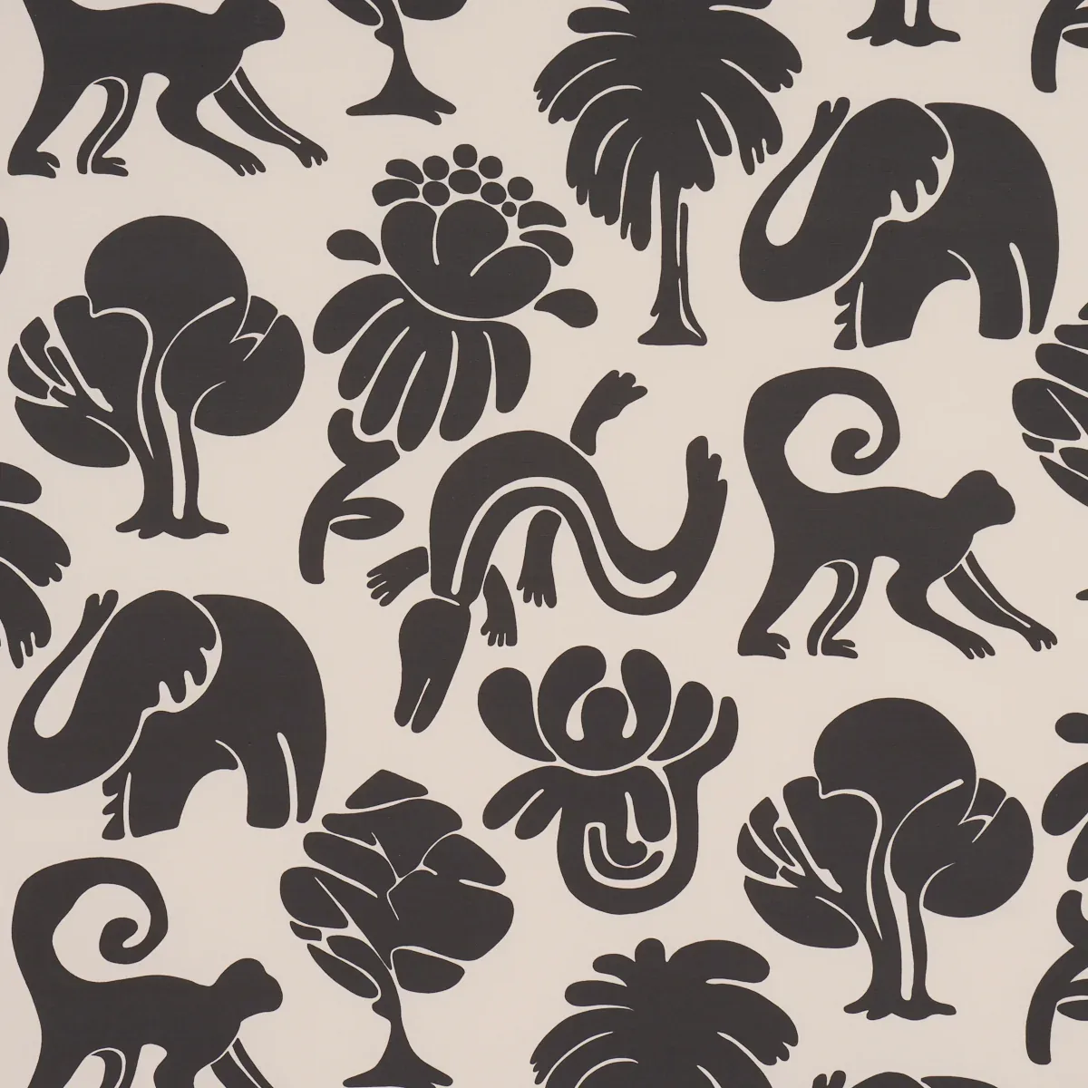 CALL OF THE JUNGLE fabric BLACK color by Schumacher
