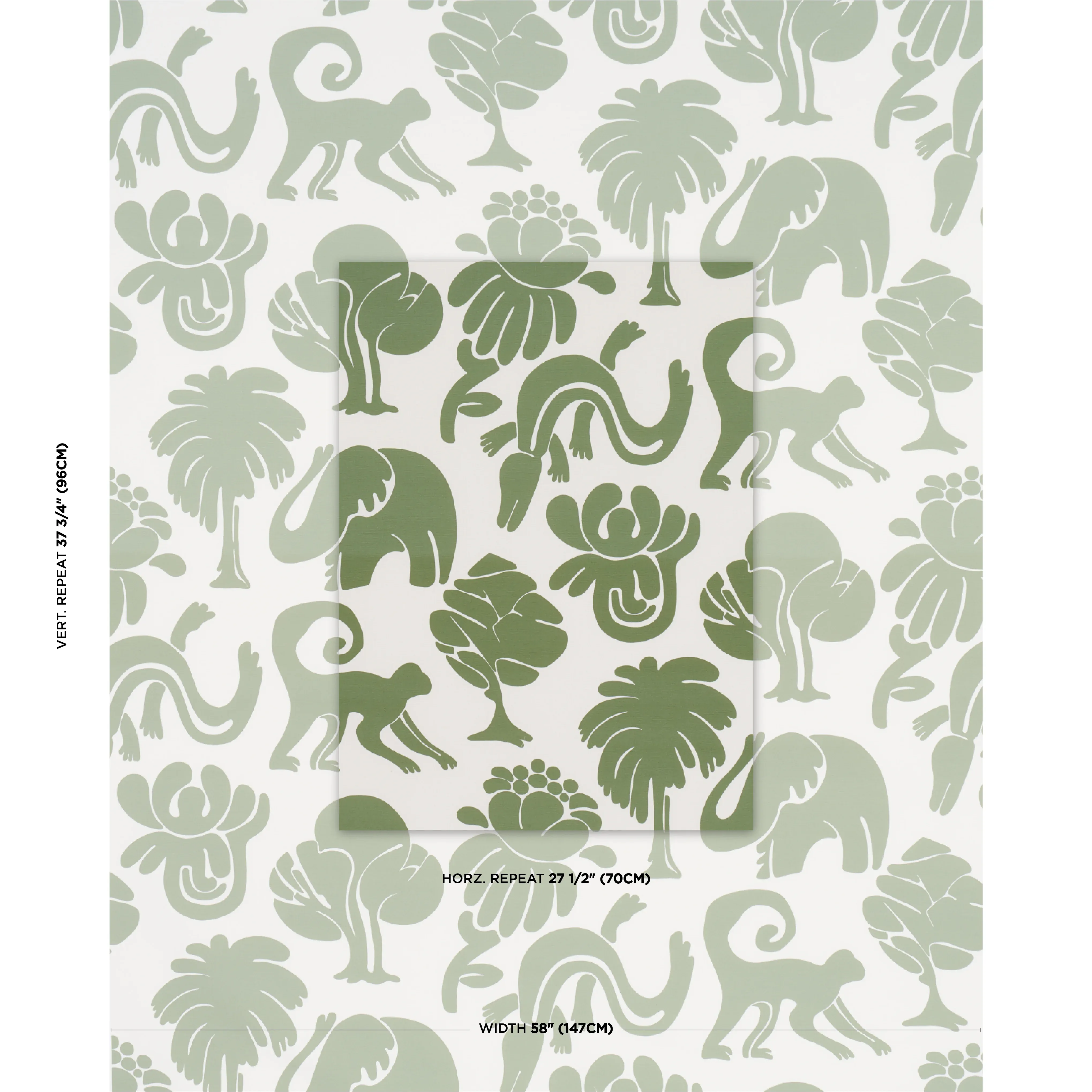 CALL OF THE JUNGLE fabric FOREST GREEN color by Schumacher