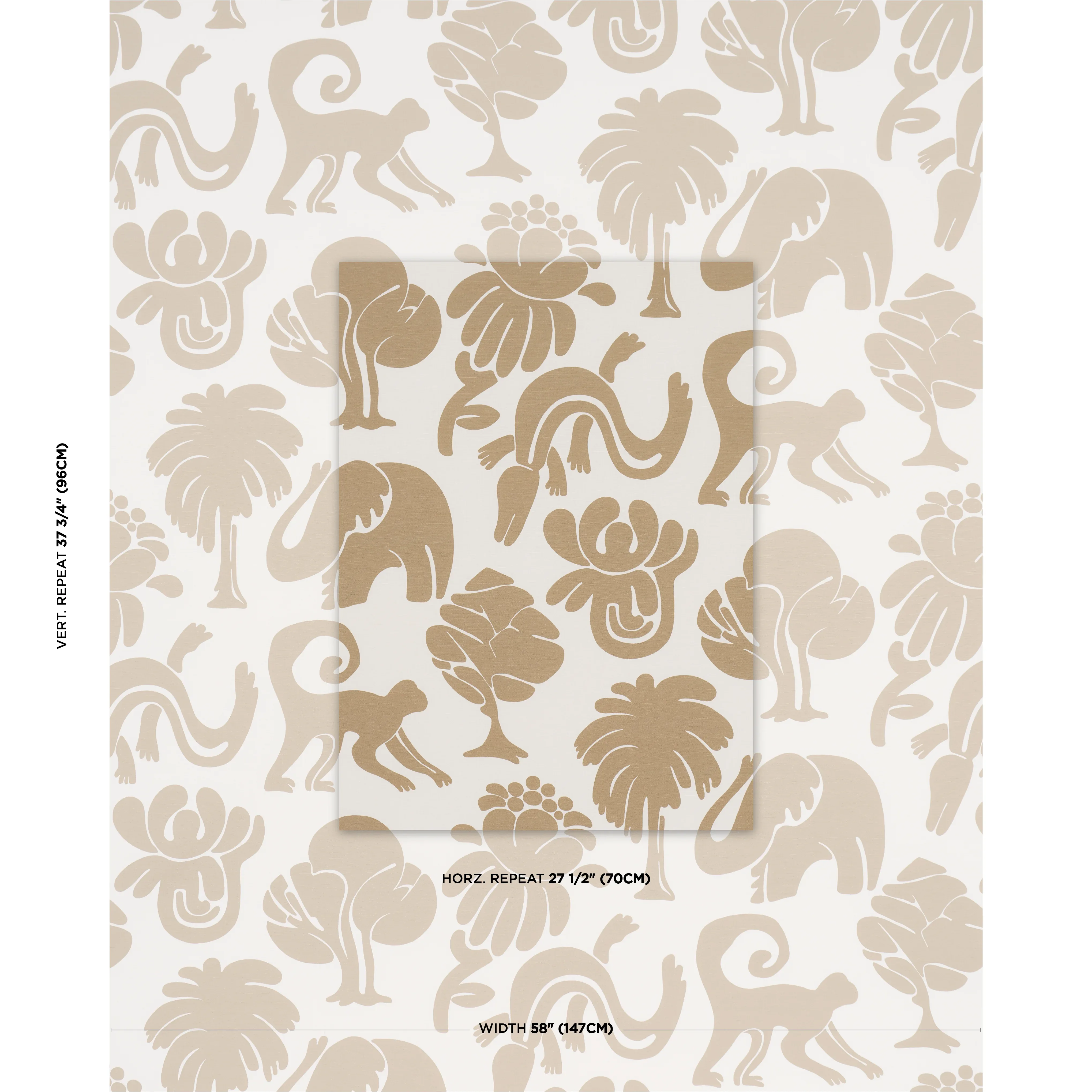 CALL OF THE JUNGLE Fabric – NEUTRAL | Schumacher | Wallpaper CALL OF THE JUNGLE fabric NEUTRAL color by Schumacher