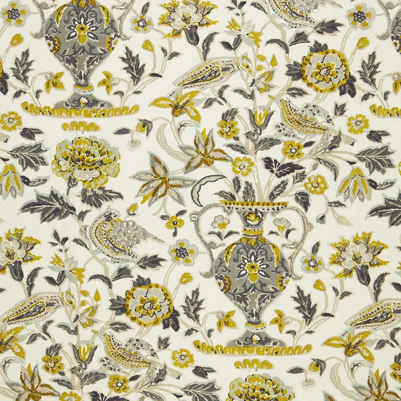 CAMBERWELL VASE PRINT fabric CITRINE color by Schumacher