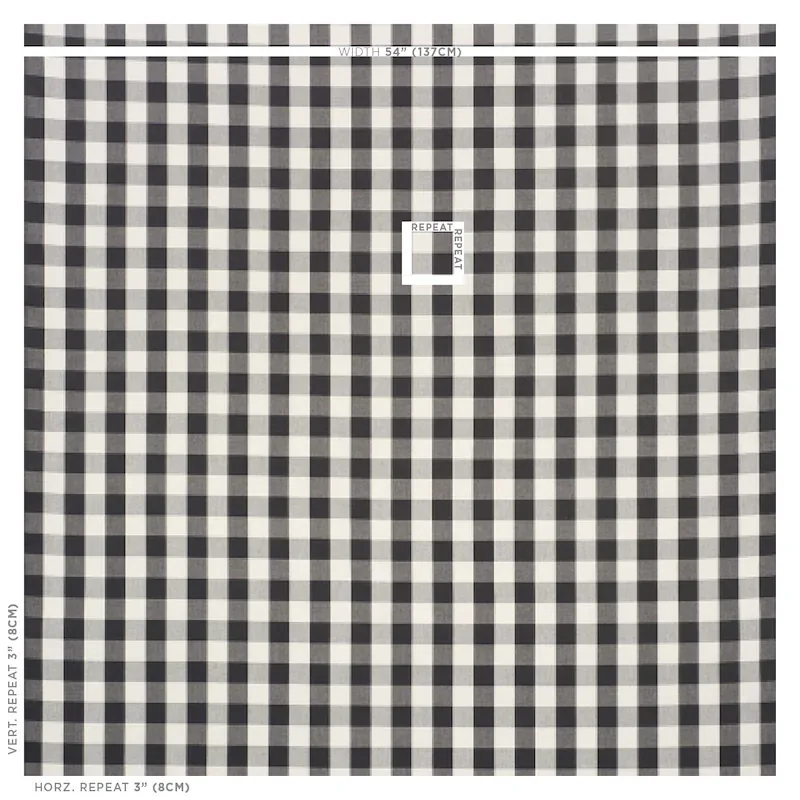 CAMDEN COTTON CHECK Fabric – BLACK | Schumacher | Wallpaper CAMDEN COTTON CHECK fabric BLACK color by Schumacher