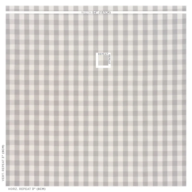 CAMDEN COTTON CHECK Fabric – GREY | Schumacher | Wallpaper T CAMDEN COTTON CHECK fabric GREY color by Schumacher