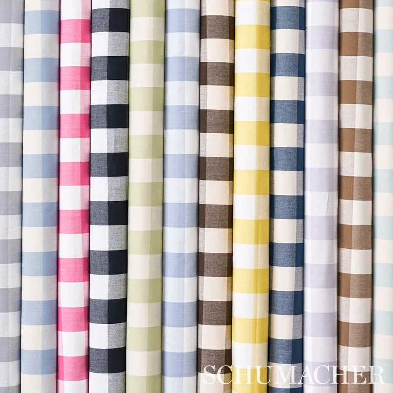 CAMDEN COTTON CHECK Fabric – JAVA | Schumacher | Wallpaper T CAMDEN COTTON CHECK fabric JAVA color by Schumacher