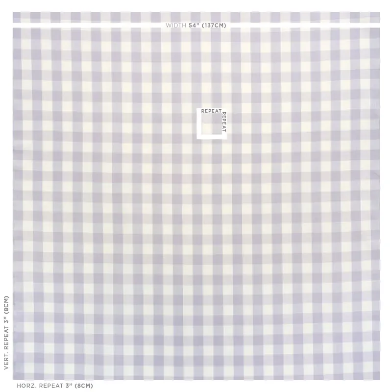 CAMDEN COTTON CHECK fabric LILAC color by Schumacher