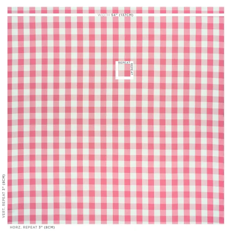 CAMDEN COTTON CHECK Fabric – MAGENTA | Schumacher | Wallpape CAMDEN COTTON CHECK fabric MAGENTA color by Schumacher
