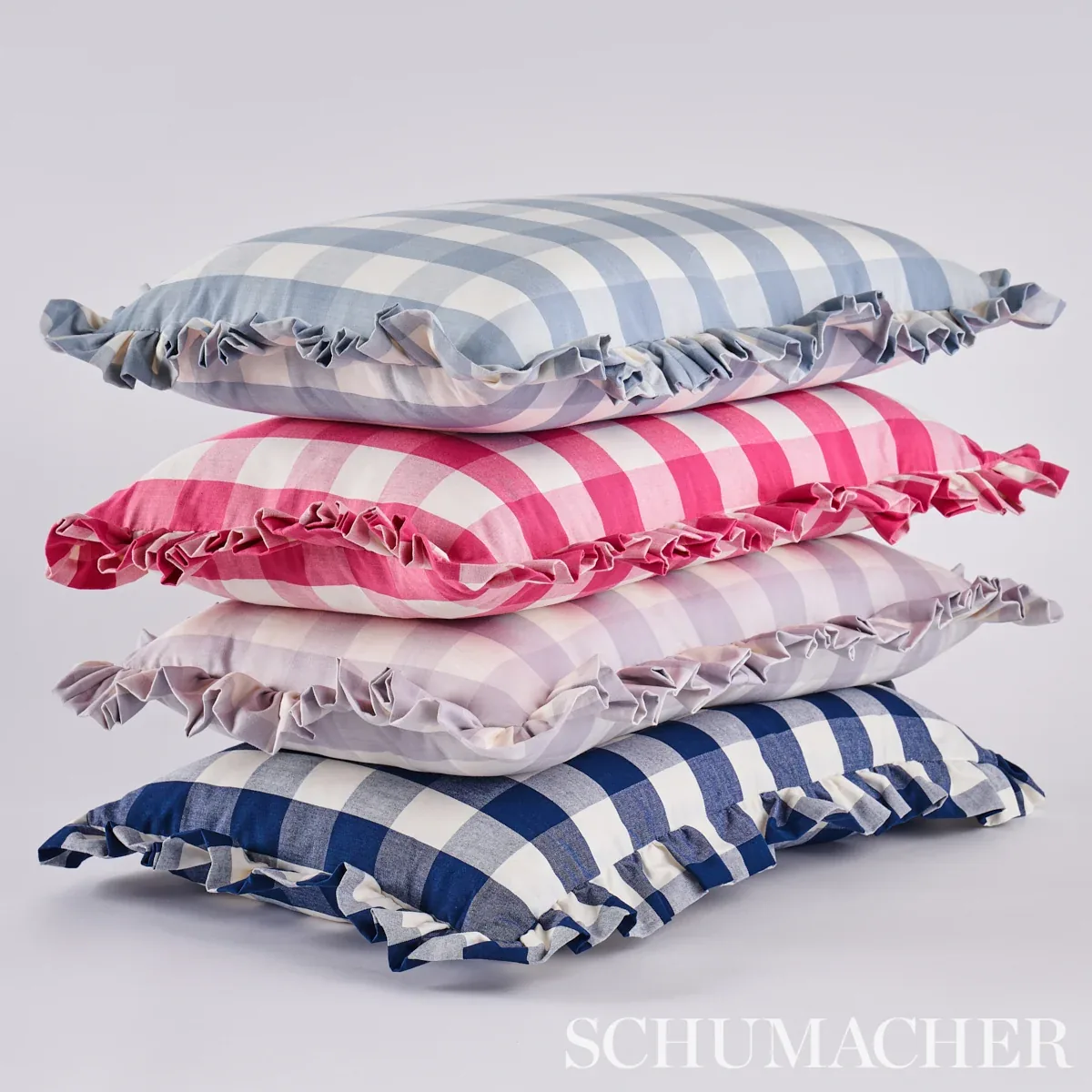 CAMDEN COTTON CHECK Fabric – MAGENTA | Schumacher | Wallpape CAMDEN COTTON CHECK fabric MAGENTA color by Schumacher