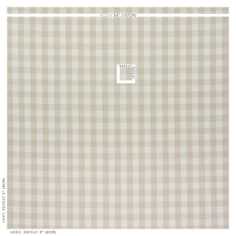 CAMDEN COTTON CHECK fabric NATURAL color by Schumacher