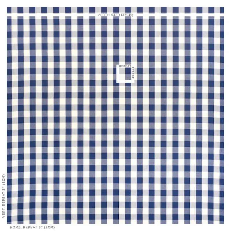 CAMDEN COTTON CHECK Fabric – NAVY | Schumacher | Wallpaper T CAMDEN COTTON CHECK fabric NAVY color by Schumacher