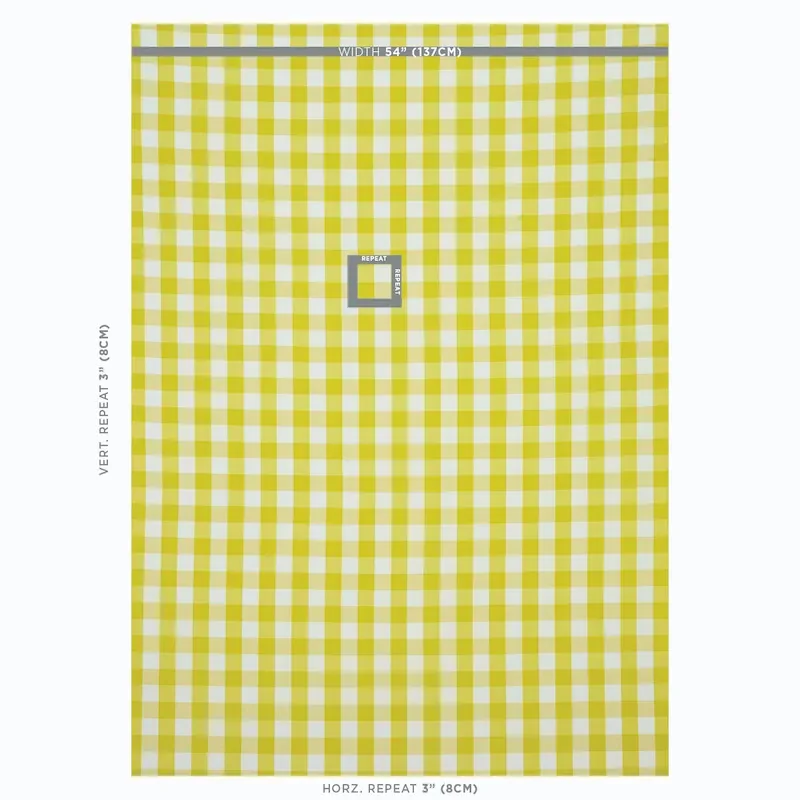 CAMDEN COTTON CHECK fabric YELLOW color by Schumacher