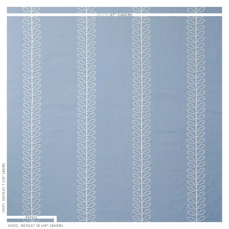CAMILE EMBROIDERY Fabric – SKY | Schumacher | Wallpaper Twin CAMILE EMBROIDERY fabric SKY color by Schumacher
