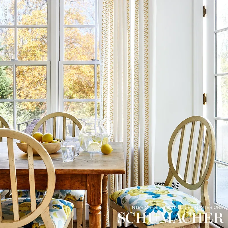 CAMILE EMBROIDERY fabric YELLOW color by Schumacher