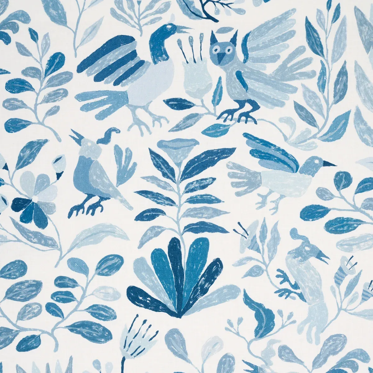 CANOPY fabric BLUE BIRDS color by Schumacher