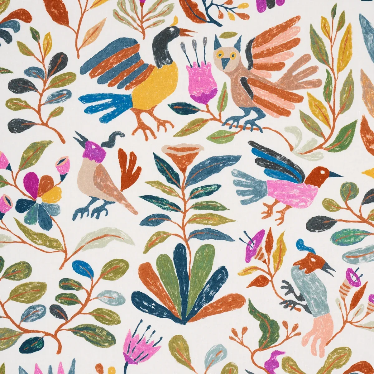 CANOPY fabric MULTI BIRDS color by Schumacher
