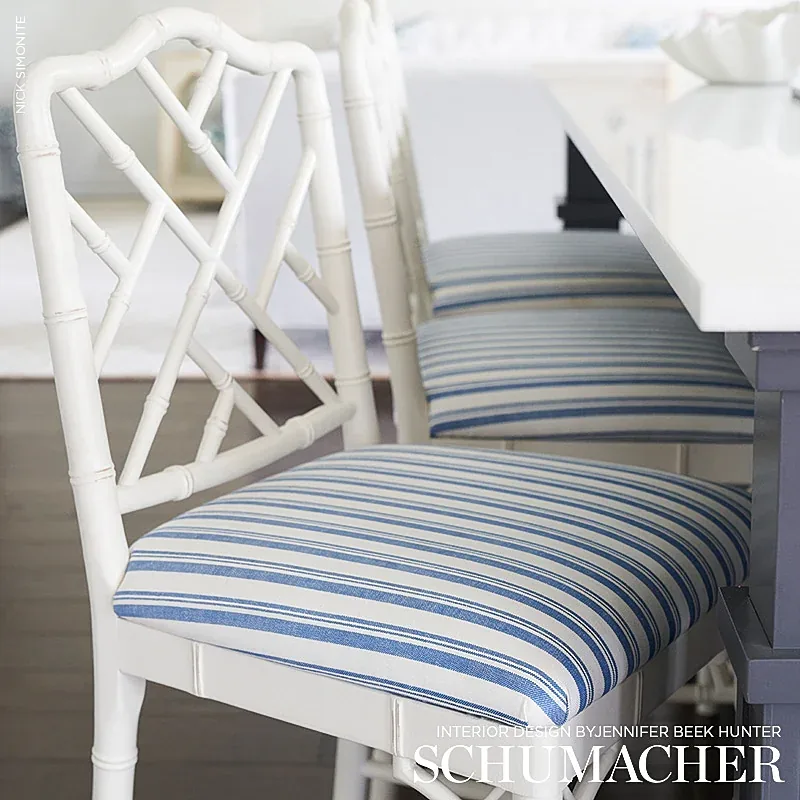 CAPRI Fabric – NAVY/WHITE | Schumacher | Wallpaper Twins CAPRI fabric NAVY/WHITE color by Schumacher