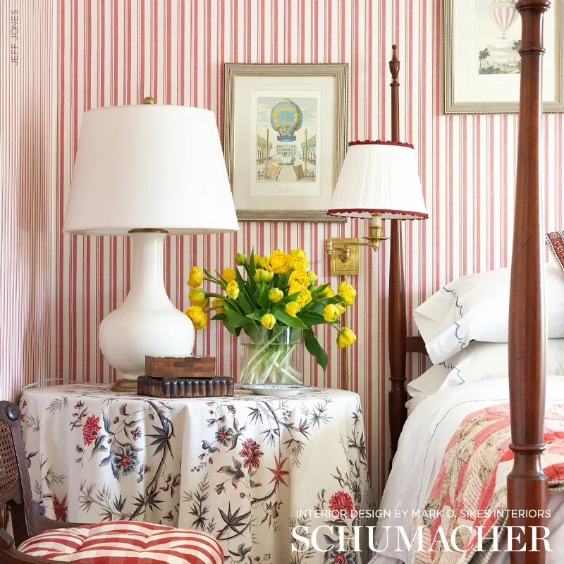 CAPRI Fabric – RED/WHITE | Schumacher | Wallpaper Twins CAPRI fabric RED/WHITE color by Schumacher