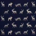 CARIBOU EMBROIDERY Fabric – NAVY | Schumacher | Wallpaper Tw CARIBOU EMBROIDERY fabric NAVY color by Schumacher