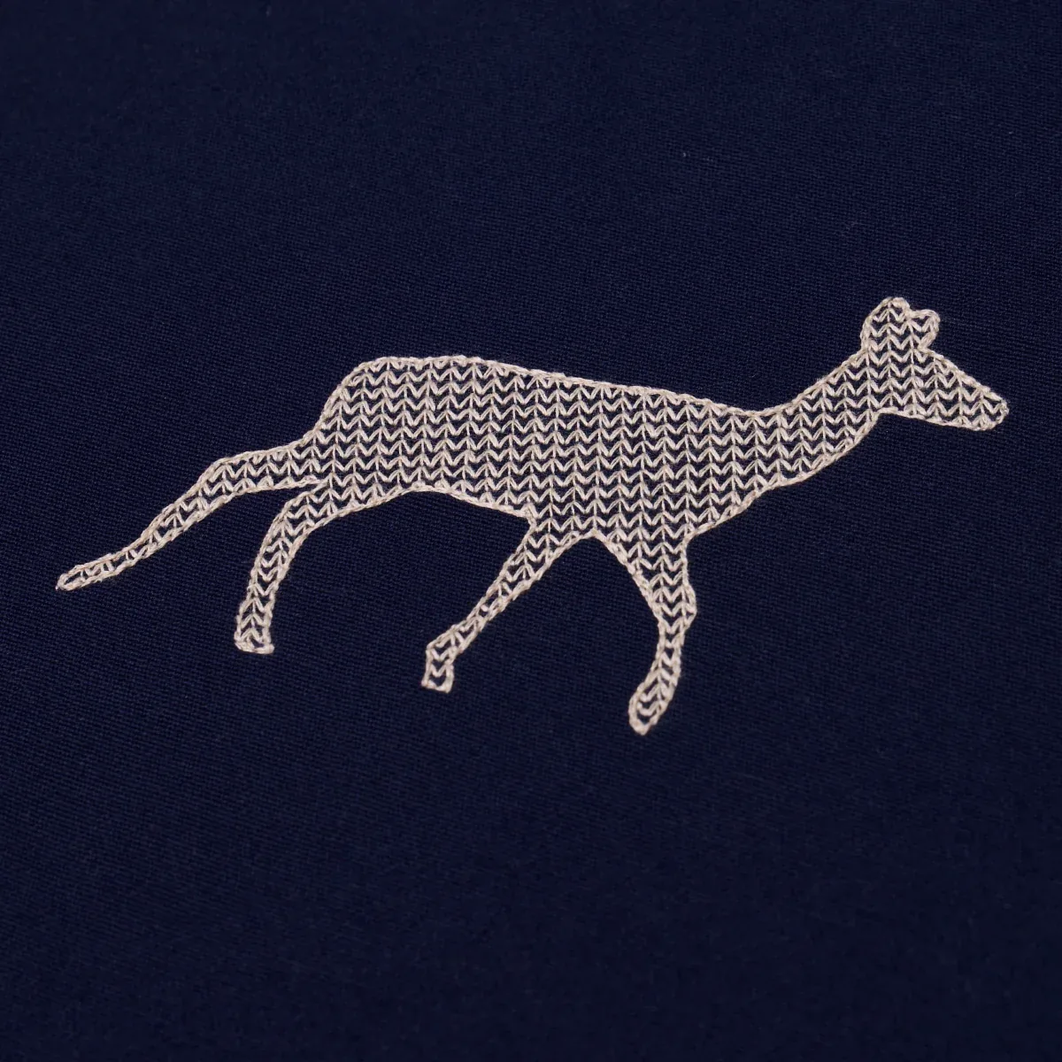 CARIBOU EMBROIDERY Fabric – NAVY | Schumacher | Wallpaper Tw CARIBOU EMBROIDERY fabric NAVY color by Schumacher