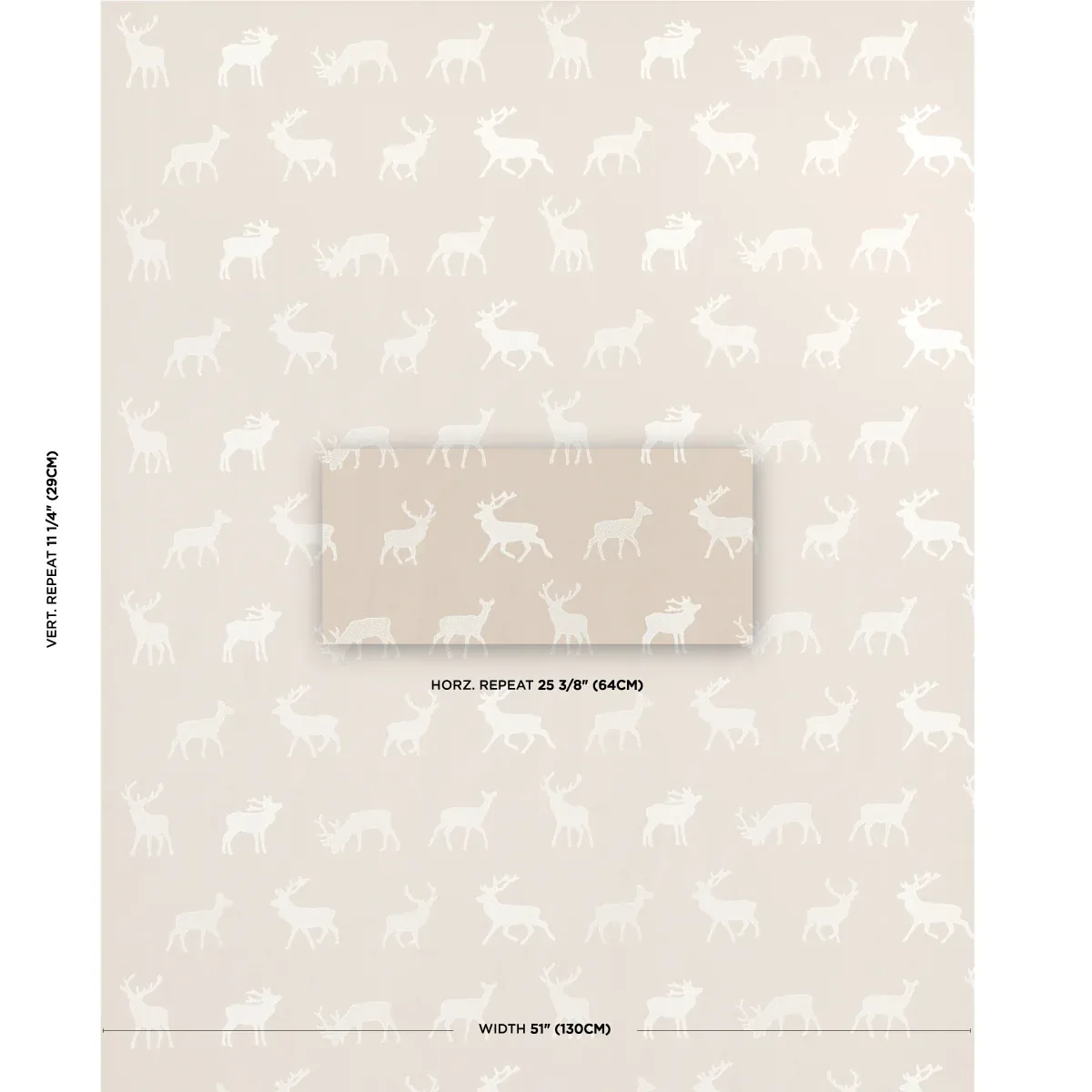 CARIBOU EMBROIDERY Fabric – PARCHMENT | Schumacher | Wallpap CARIBOU EMBROIDERY fabric PARCHMENT color by Schumacher