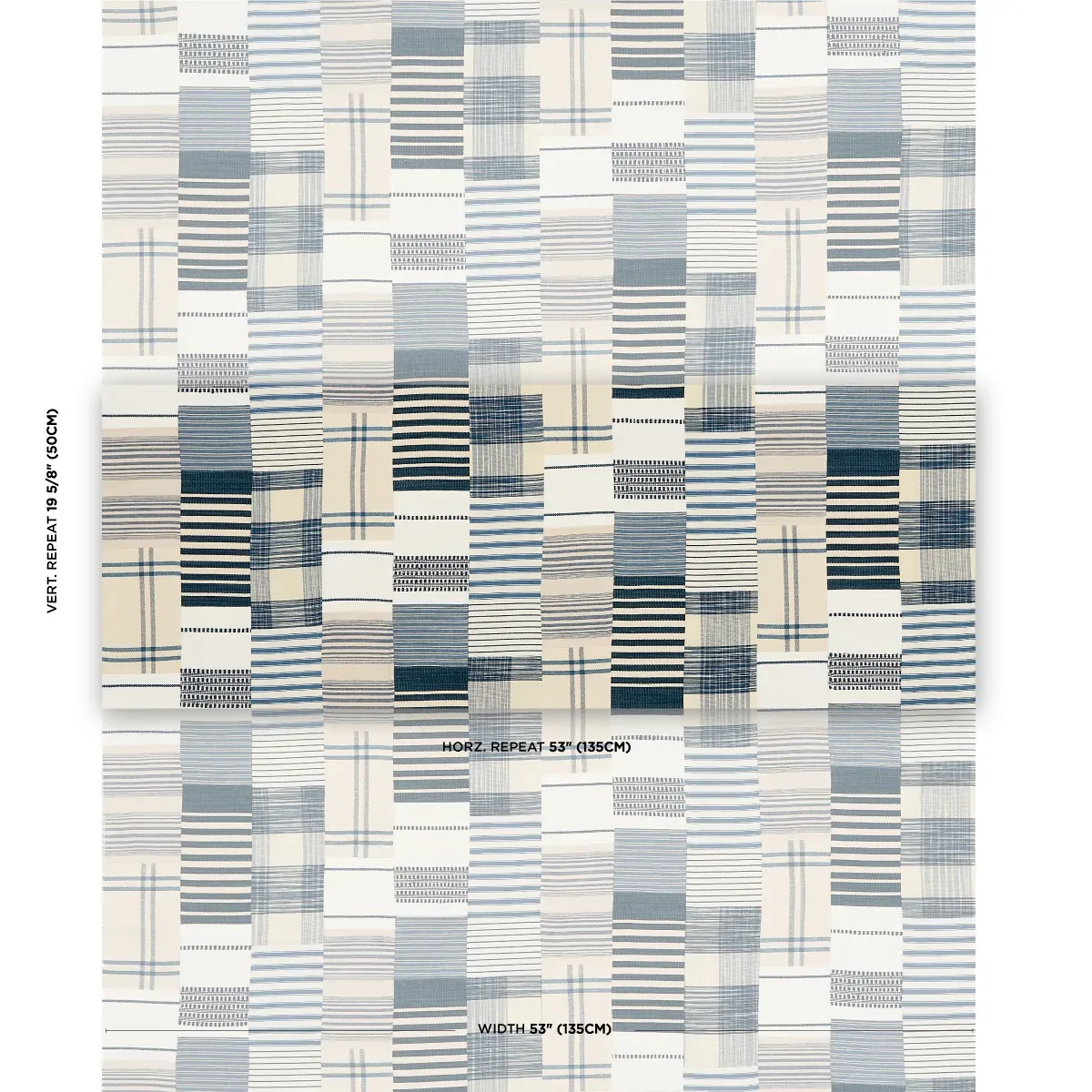CARLISLE PATCHWORK Fabric – INDIGO | Schumacher | Wallpaper CARLISLE PATCHWORK fabric INDIGO color by Schumacher