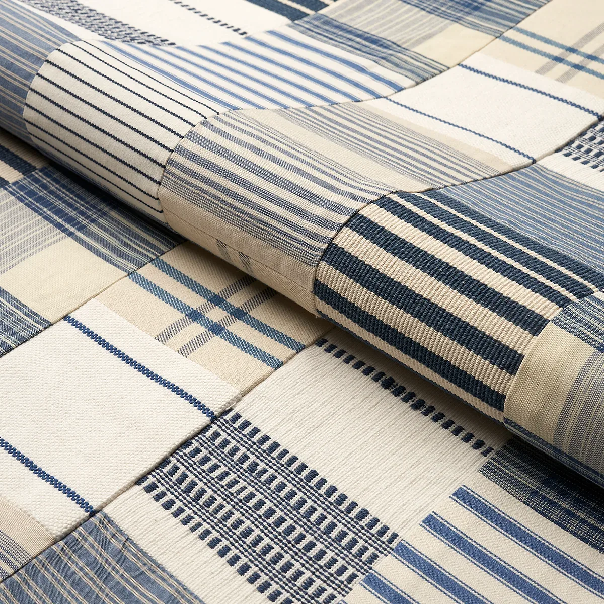 CARLISLE PATCHWORK Fabric – INDIGO | Schumacher | Wallpaper CARLISLE PATCHWORK fabric INDIGO color by Schumacher