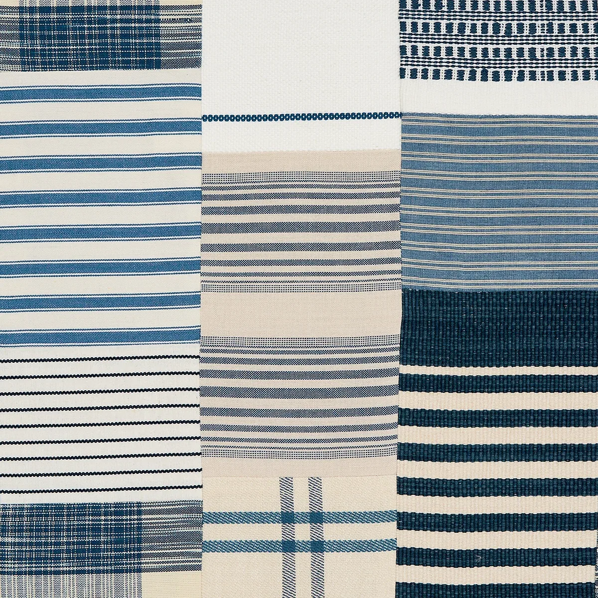 CARLISLE PATCHWORK fabric INDIGO color by Schumacher