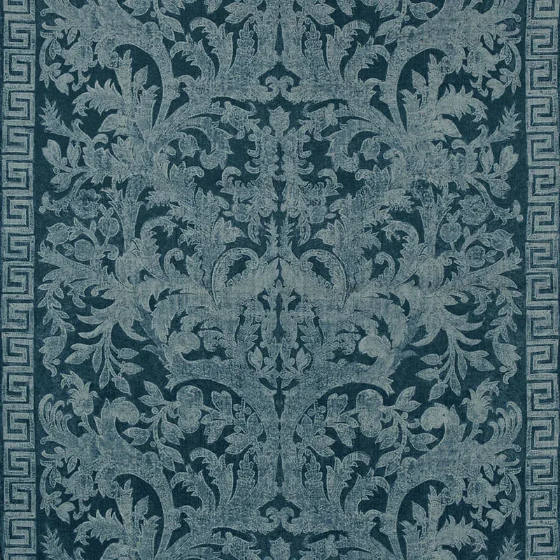 CARLOTTA VELVET DAMASK fabric INDIGO color by Schumacher