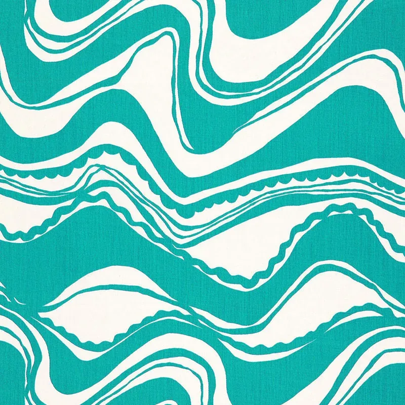 CARMEL COASTLINE PRINT fabric LAGUNA color by Schumacher