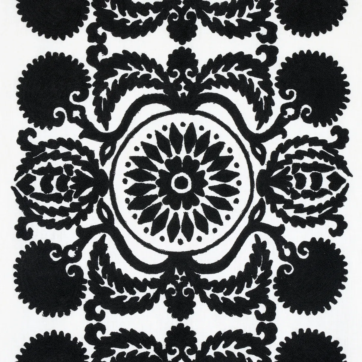 CASTANET EMBROIDERY Fabric – BLACK | Schumacher | Wallpaper CASTANET EMBROIDERY fabric BLACK color by Schumacher