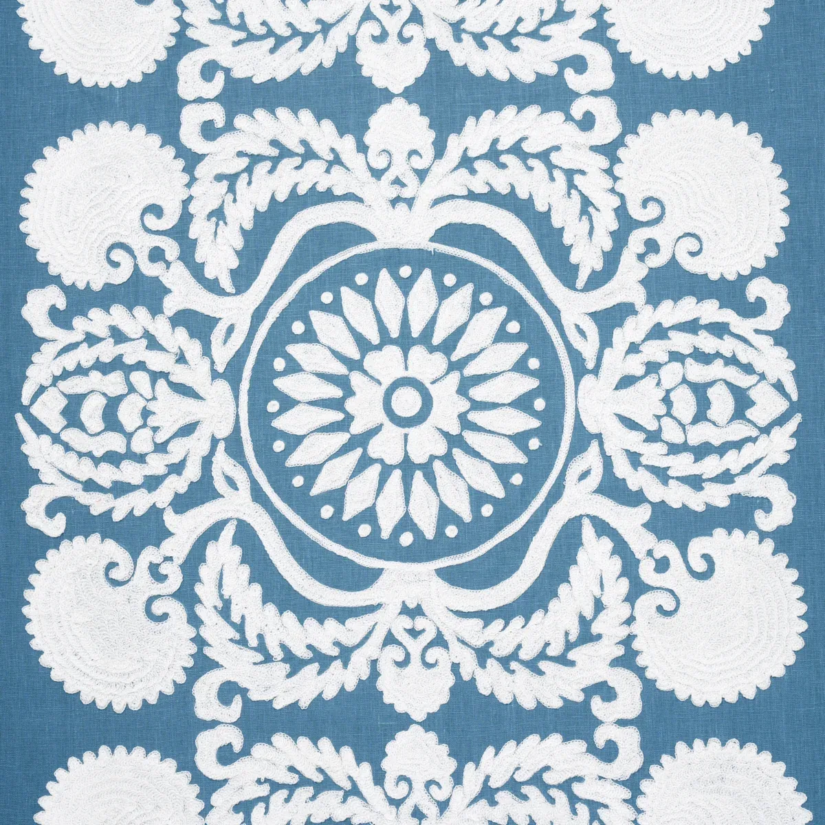 CASTANET EMBROIDERY fabric CHAMBRAY color by Schumacher