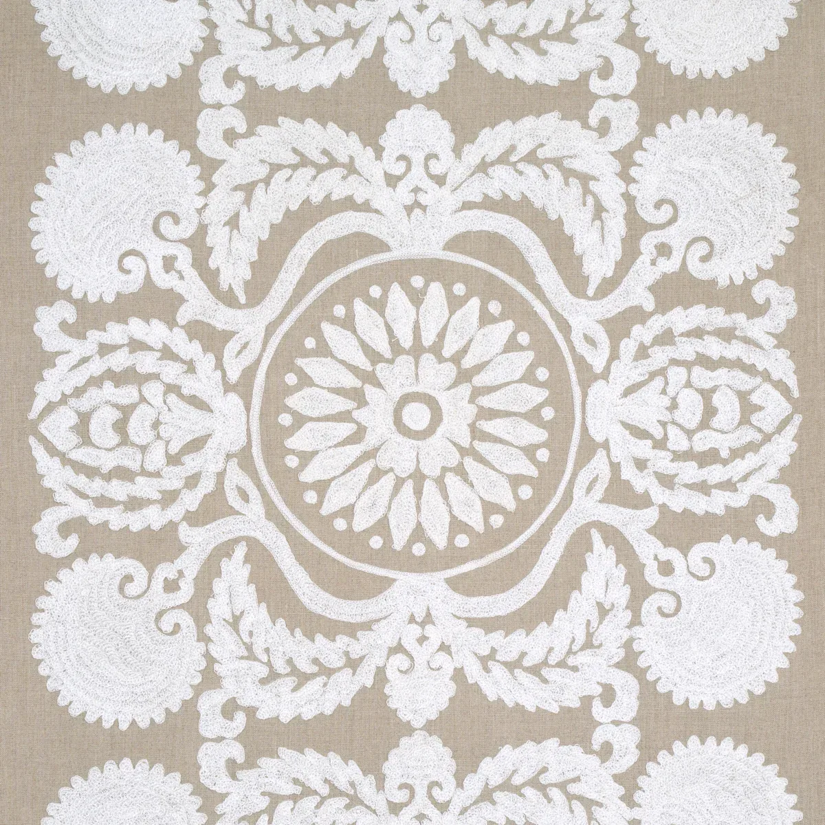CASTANET EMBROIDERY Fabric – NATURAL | Schumacher | Wallpape CASTANET EMBROIDERY fabric NATURAL color by Schumacher
