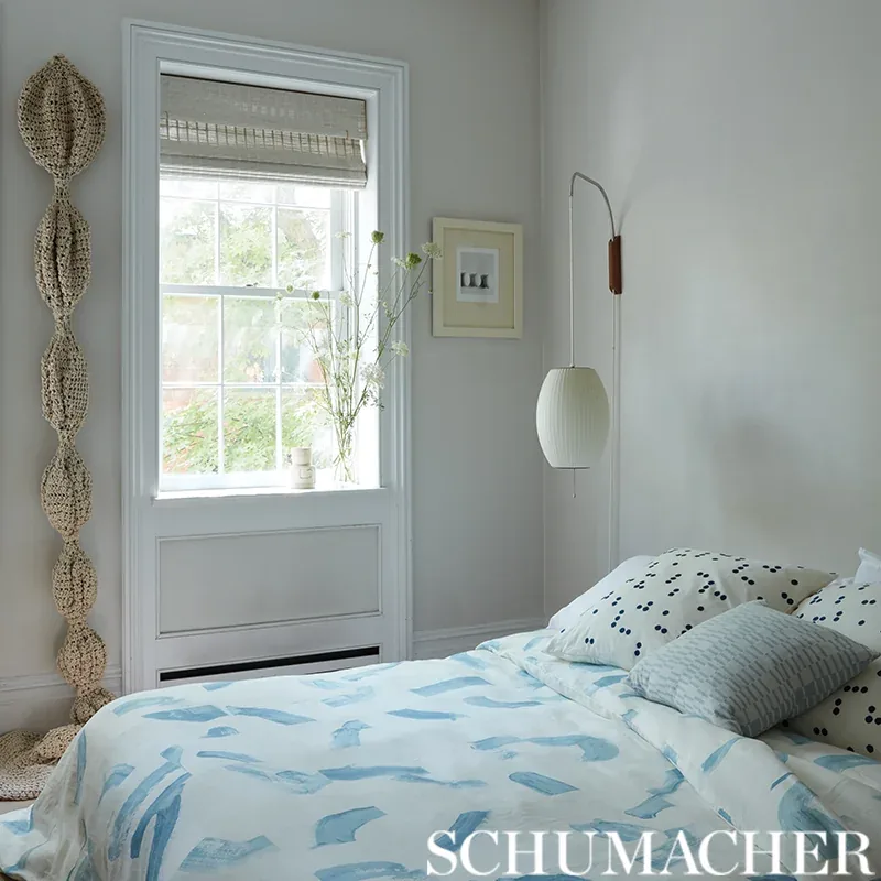 CEDAR TREE NECK fabric SKY color by Schumacher