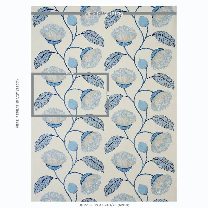 Celinda Embroidery fabric BLUE color by Schumacher