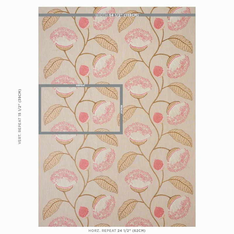 Celinda Embroidery fabric BLUSH color by Schumacher