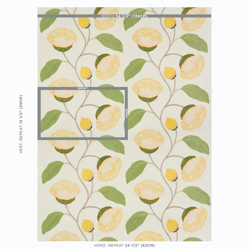 Celinda Embroidery fabric YELLOW color by Schumacher