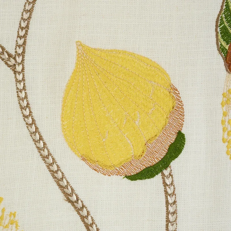 Celinda Embroidery fabric YELLOW color by Schumacher