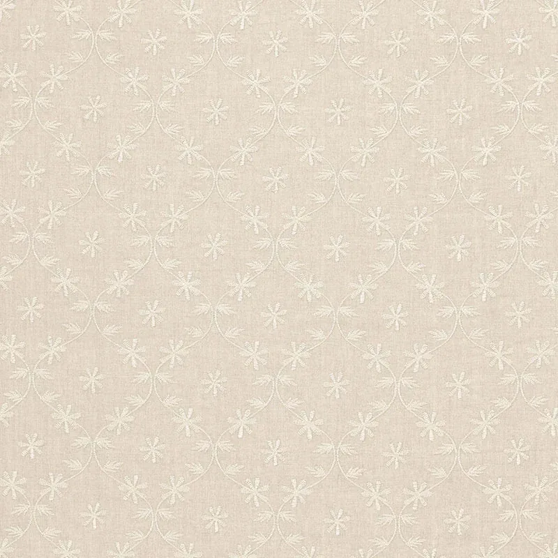 Cellini Embroidered Sheer fabric LINEN color by Schumacher