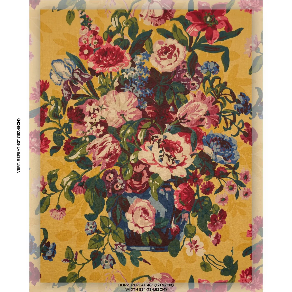 CENTENNIAL BOUQUET fabric DOCUMENT OCHRE color by Schumacher