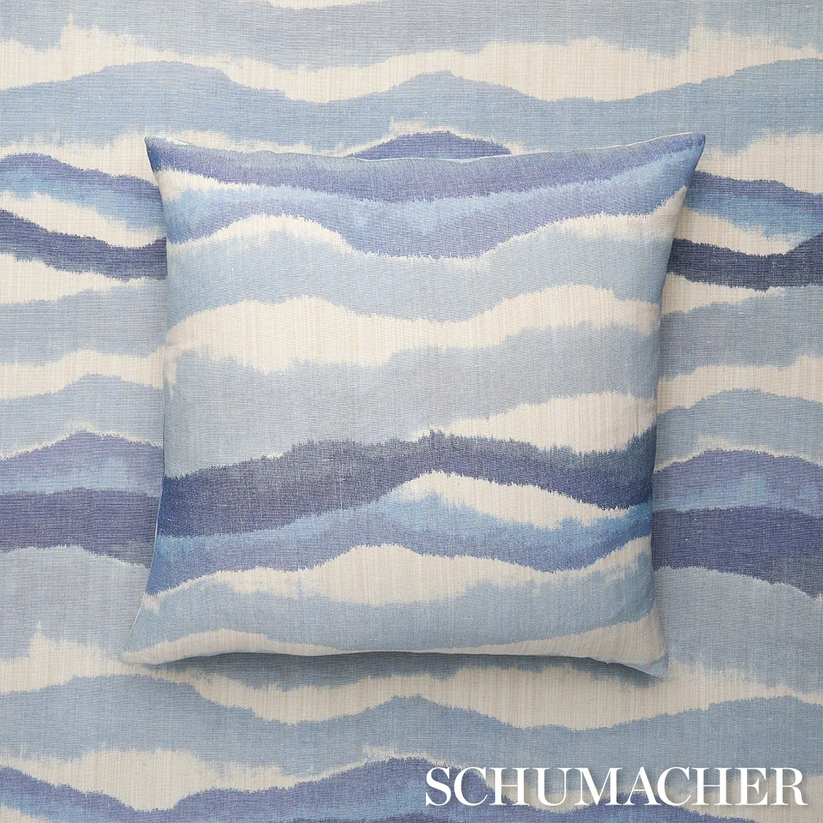 CHANDLER WARP PRINT Fabric – LAGOON | Schumacher | Wallpaper CHANDLER WARP PRINT fabric LAGOON color by Schumacher