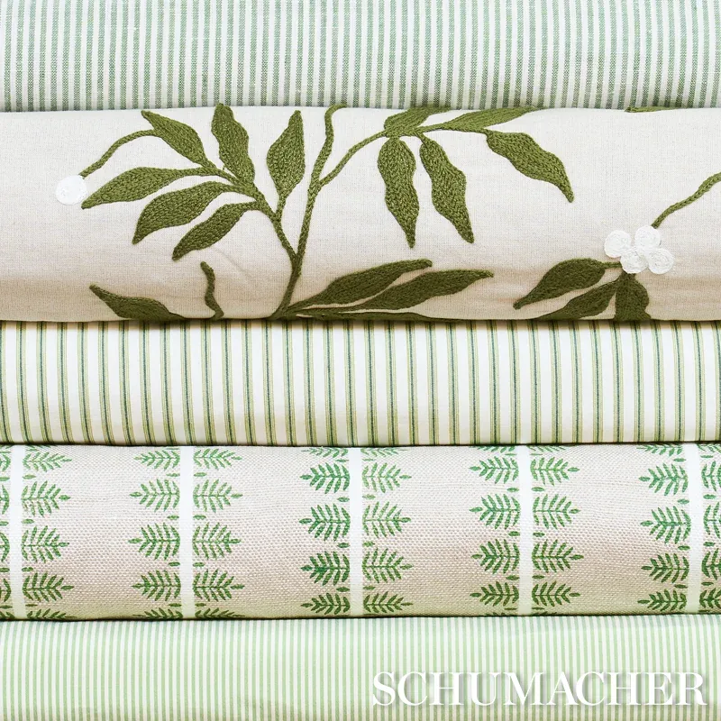 CHAREE SILK STRIPE fabric GREEN color by Schumacher